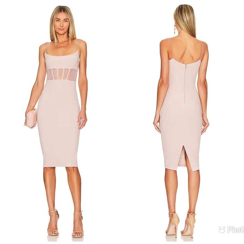 Nookie Sade Mesh‎ Midi Dress Bodycon Sleeveless XS Pink